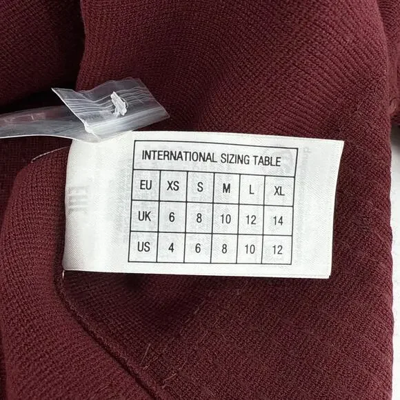 ESSENTIEL ANTWERP Illuminati Sequin Striped Polo Shirt in Wine S